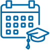 Calendar with graduation cap icon