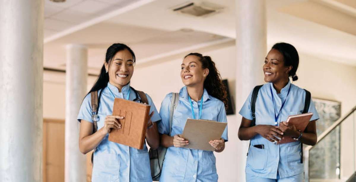 A group of diverse nursing students in an accelerated BSN program